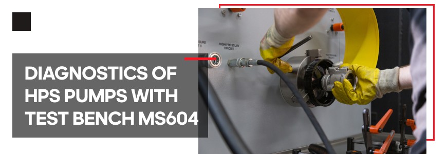 Test Bench MS604 for diagnostics of mechanically driven single- and double-circuit pumps. 